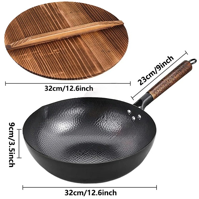 Carbon Steel Wok Pan 32cm Stir - đánh giá và giá Wok Electric Flat