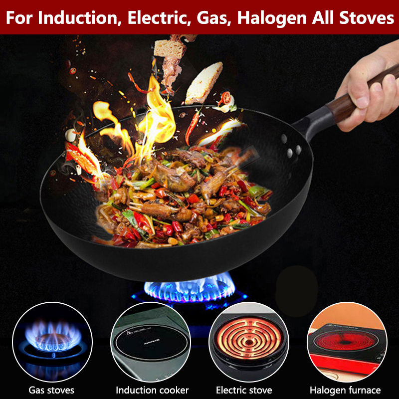 Carbon Steel Wok Pan 32cm Stir - đánh giá và giá Wok Electric Flat